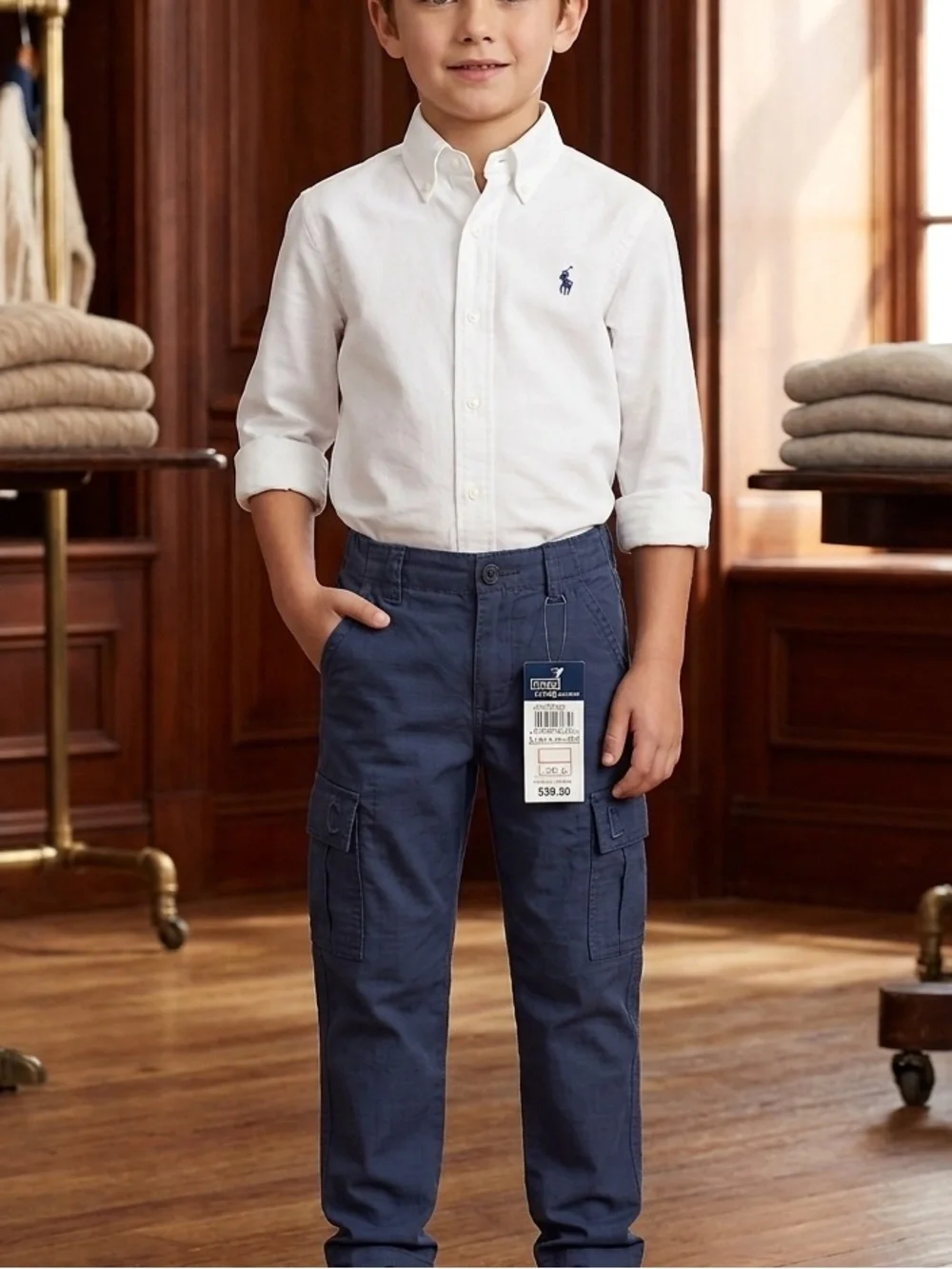 NWT ✨ Ralph Lauren light weight Navy Cargo Pants for Kids size 2T